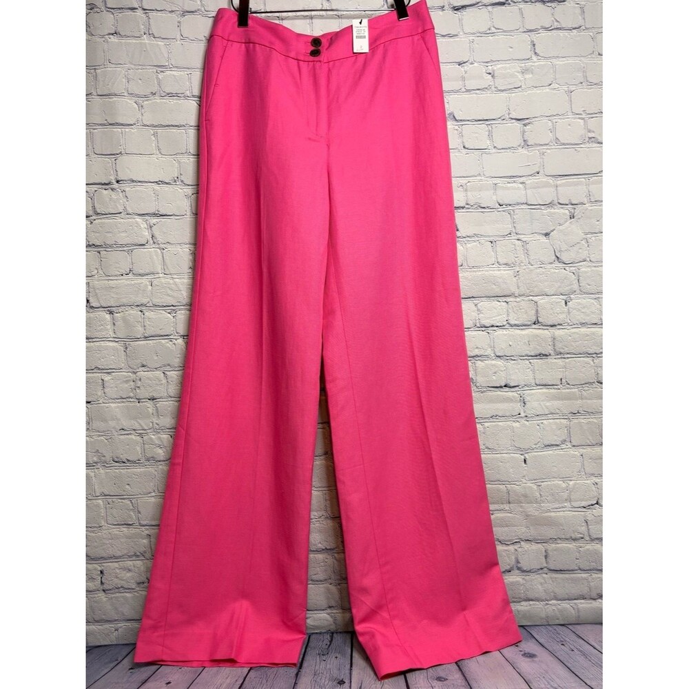 NWT Talbots Pink Classic Business Casual Wide Leg High Waist Trouser Pants 2